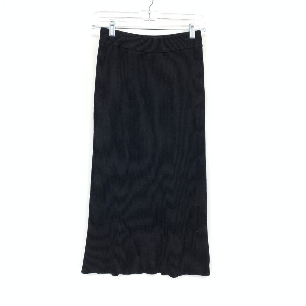 Lulus Midi Skirt Womens Size Medium Pull On Waistband Black Ribbed Knit